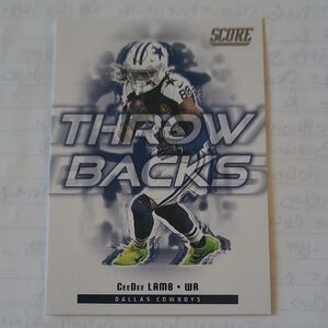 Panini Score Throwbacks CeeDee Lamb Dallas Cowboys White Blue Neon Green